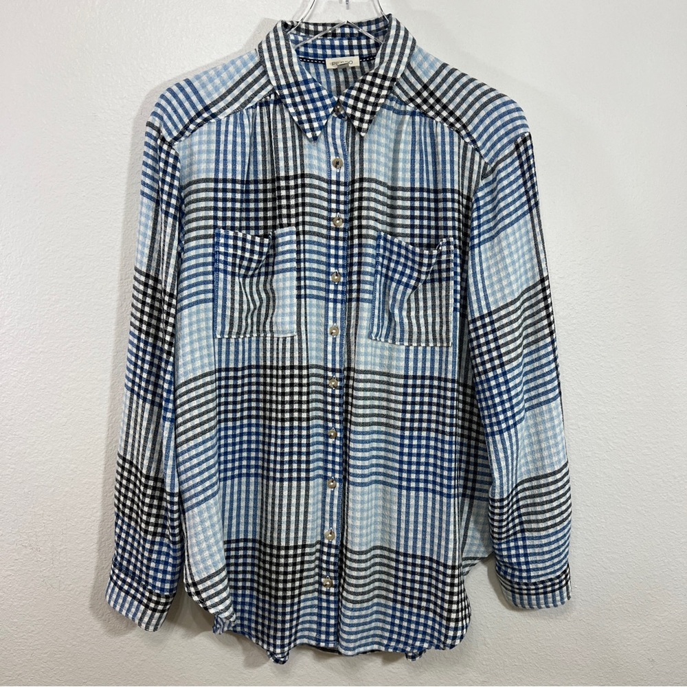 Anthropologie Pilcro Blue Plaid Button Down Shirt Women’s M